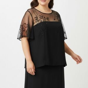 Positive Attitude Dress Beaded Cocktail Black Mesh 22W Party Occasion Glam NWT